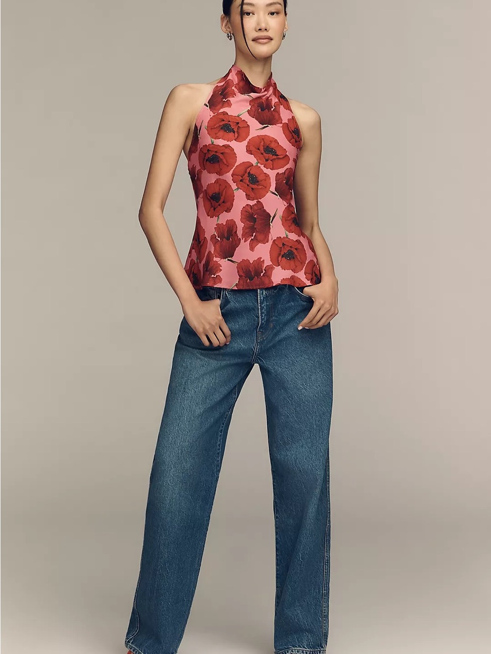 Anthropologie Jamie Satin Halter-Neck Tank by Maeve Size M - Picture 3 of 4